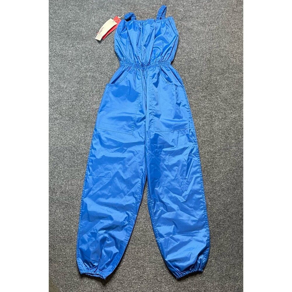 Iykenmail Womens Xiu Na Suit Jumpsuit Blue Pockets Sleeveless Jogger M New